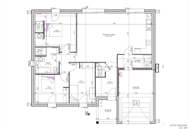  Vente Terrain + Maison - Terrain : 1 500m² - Maison : 110m² à Naintré (86530) 