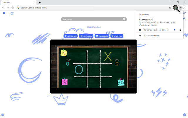 Tic Tac Toe Blackboard Game New Tab