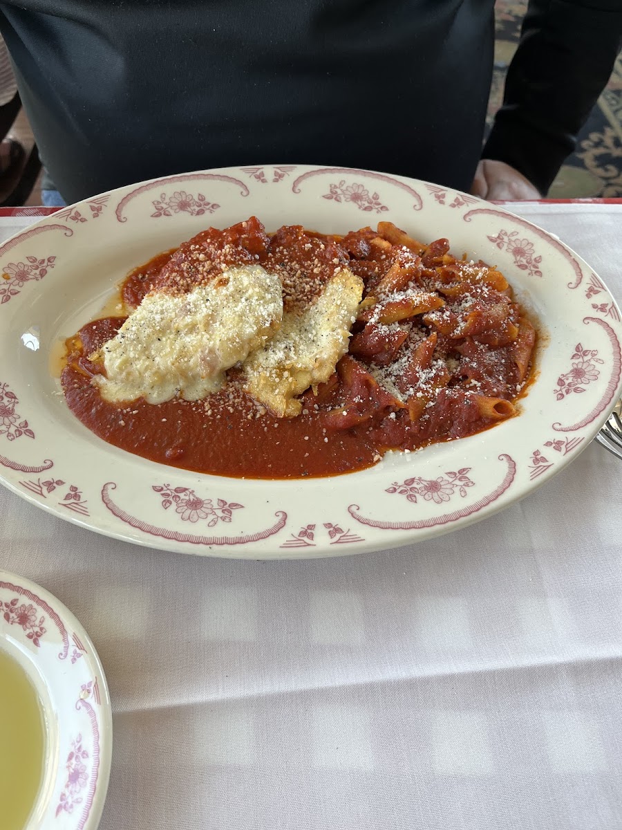 @Maggiano's - GF Chicken Parmesan with potato chip coating