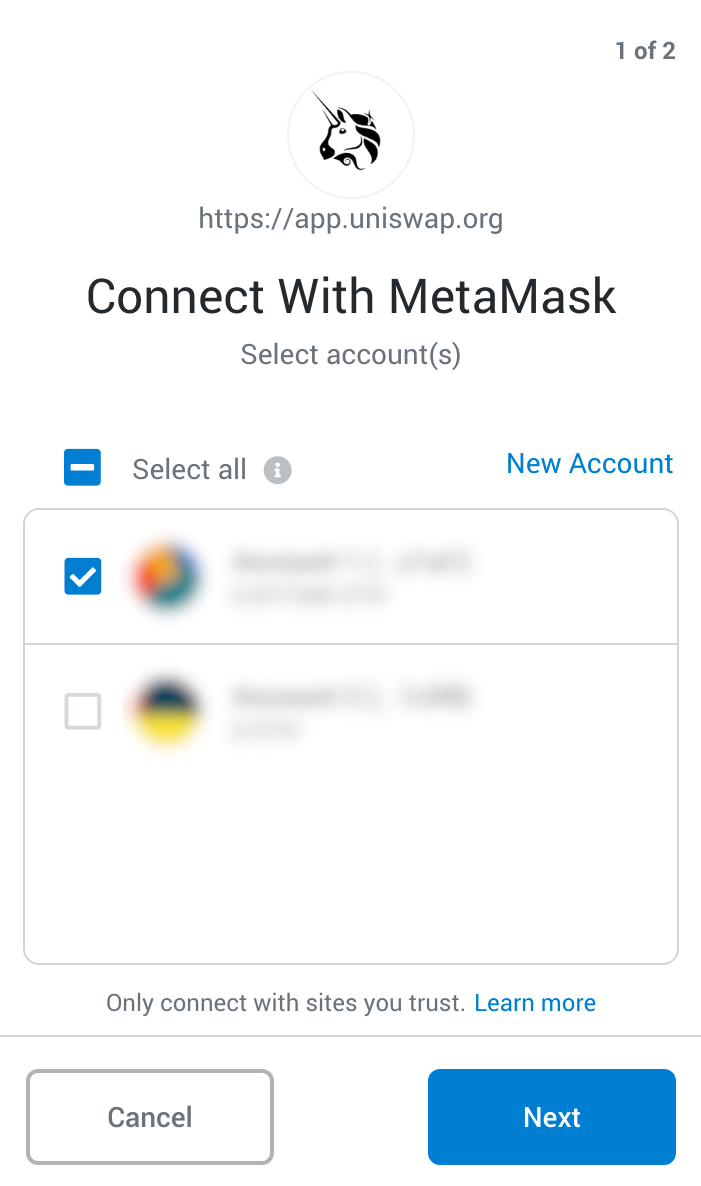 Using MetaMask with Uniswap