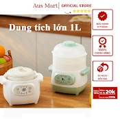 Nồi Nấu Cháo Chậm Cho Bé Ăn Dặm Cao Cấp Kèm Xửng Hấp Dung Tích 1L Nồi Nấu Chậm Hầm Cách Thuỷ Chưng Yến Giữ Nhiệt Tốt