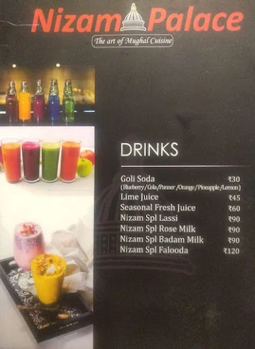 Nizam Palace menu 