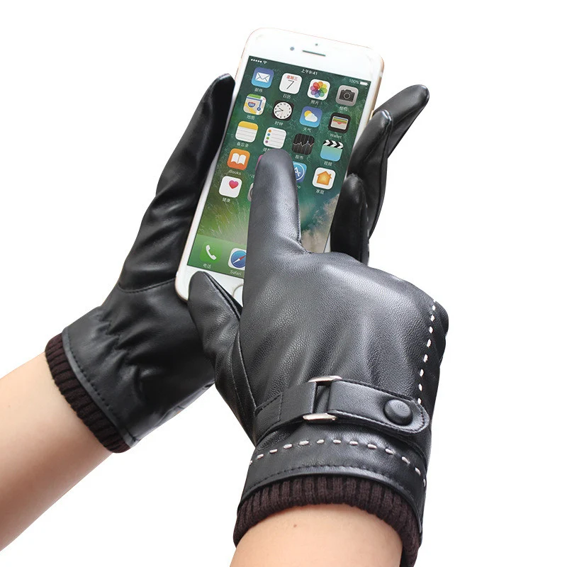 Gants pour écran tactile U en cuir de mouton