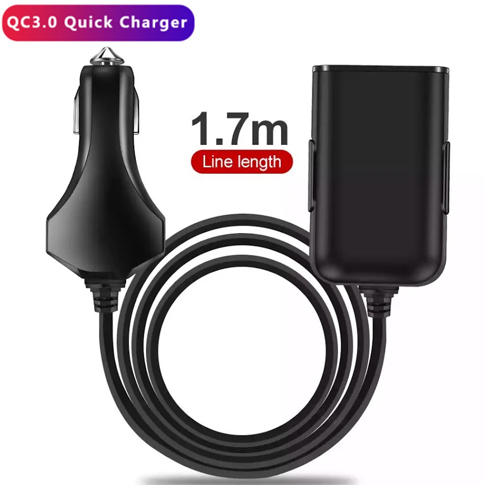 Chargeur rapide 12A 4 ports USB avec câble Charge multiprise. Rechargez rapidement plusieurs appareils en même temps grâce à ce chargeur pratique.