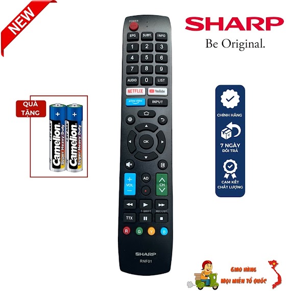 Điều Khiển Tivi Sharp Smart Rnf01 Hàng Zin Theo Máy Model: 4T - C55Cj2X 2T - 40Ce1X, Remote Tivi Sharp, Mót Tv Shap C55Cj2T