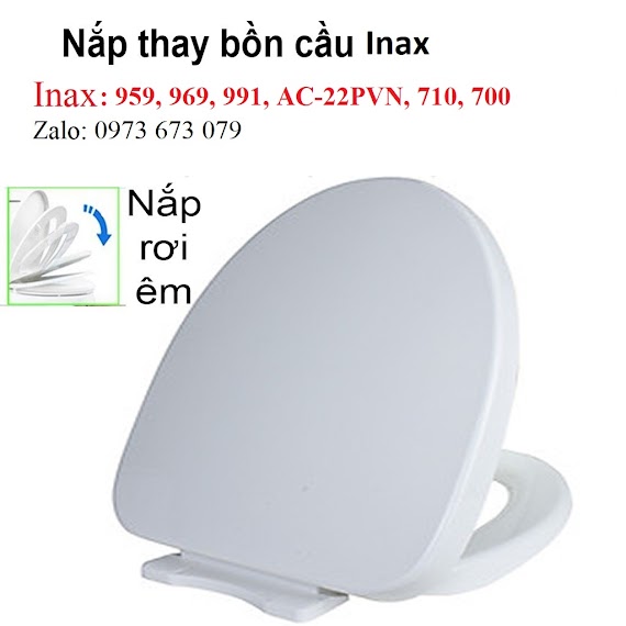 Nắp Bàn Cầu Inax Ac - 991Vrn, Nắp Thay Thế Rơi Êm Dày Cao Cấp