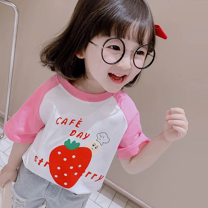 Camiseta de Verano para Niñas Manga Corta Ropa de Verano Infantil Transpirable Fresca y Cómoda Ideal para el Día a Día en la Playa o Parque