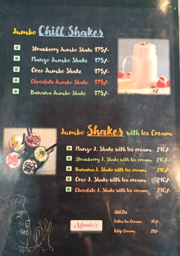 Mambo's Recipe menu 