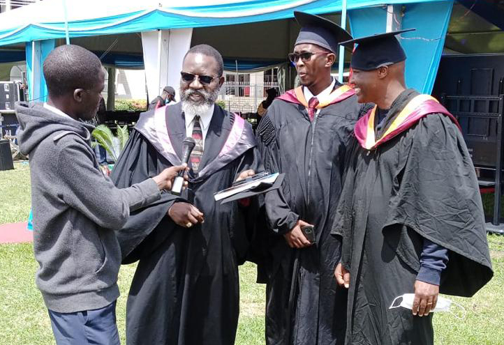 Prof. George Wajackoyah at a press briefing after graduating at the University of Nairobi.