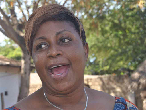 Kilifi County Women Rep Aisha Jumwa during a media briefing in Malindi on February 12. She is vying for the Malindi parliamentary seat