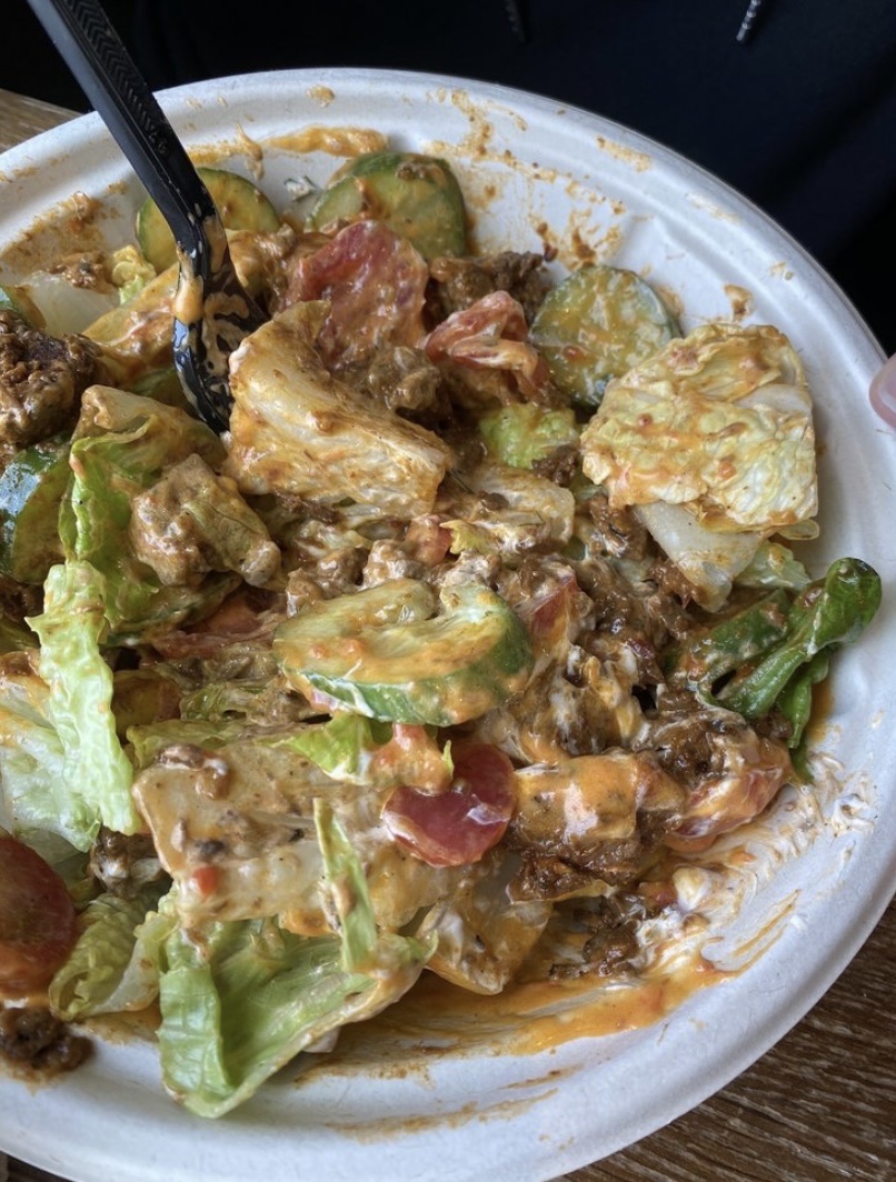 Steak salad (oops, partially eaten)