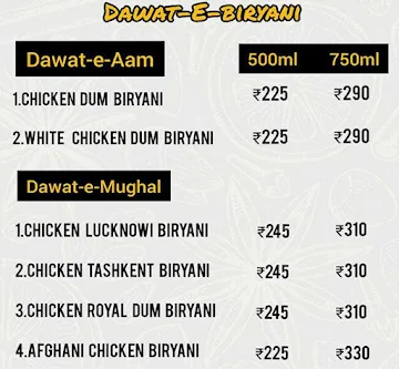 The Biryani Den menu 