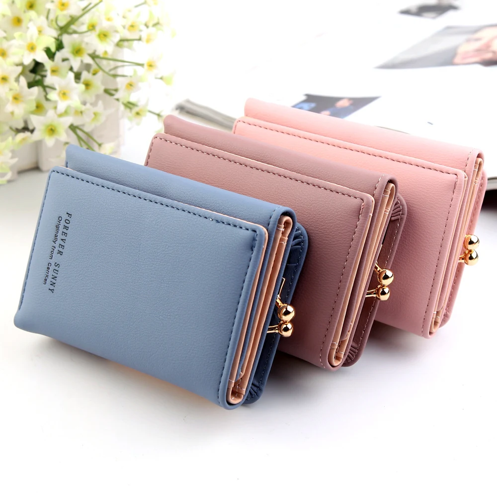 Title 6, Cartera para mujer corta de moda vertical tripl...