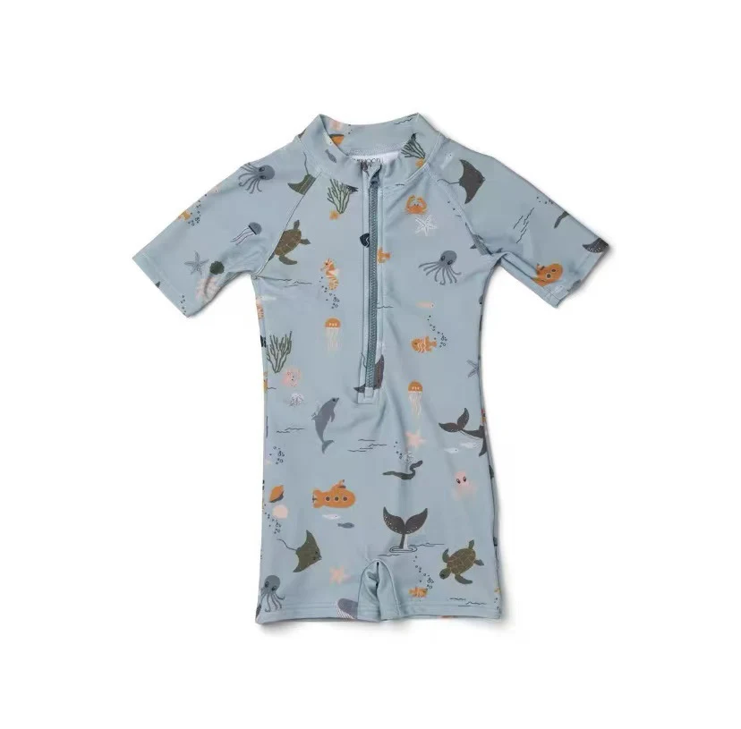 Maillot de bain une pièce enfant, protection solaire, séchage rapide, fibre de polyester, idéal pour la plage.
