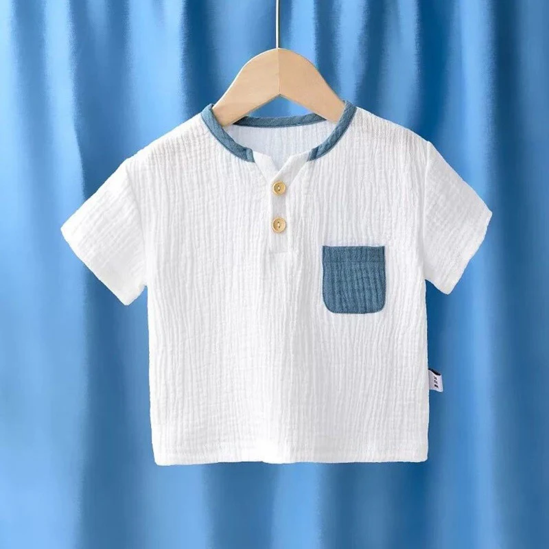 Children's Breathable Half Sleeve Cotton and Linen Top T-shirt. Comfortable, lightweight, and perfect for warm weather w