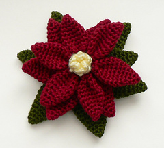 crochet poinsettia on white background