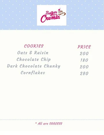 Sugar Crumbs menu 