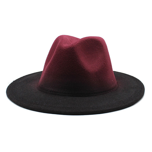 Title 16, New Wide Brim Woolen Thick Gradient Two-color T...