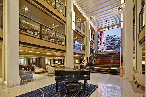 The classy and spacious Atrium on Viking ocean ships.