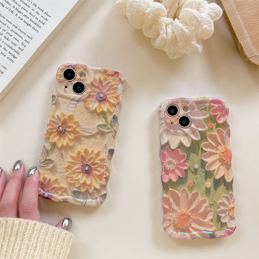 Title 3, Home Silicone Oil Painting Flower Phone Case An...