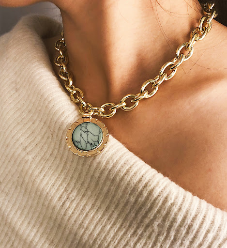 Title 3, Exaggerated geometric large round necklace. Mak...