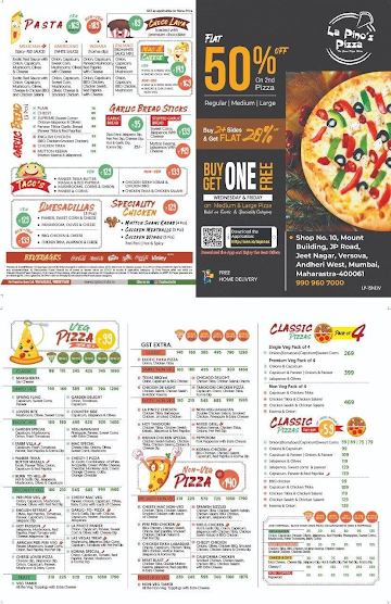 La Pino'z Pizza menu 