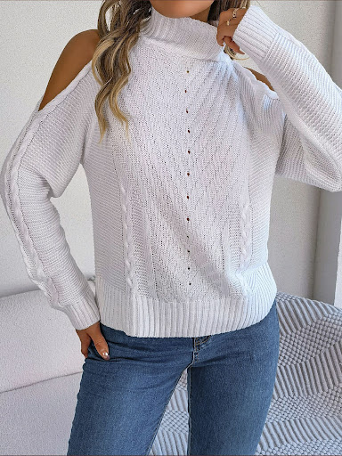 Title 13, Autumn And Winter Leisure Off-the-shoulder Turt...