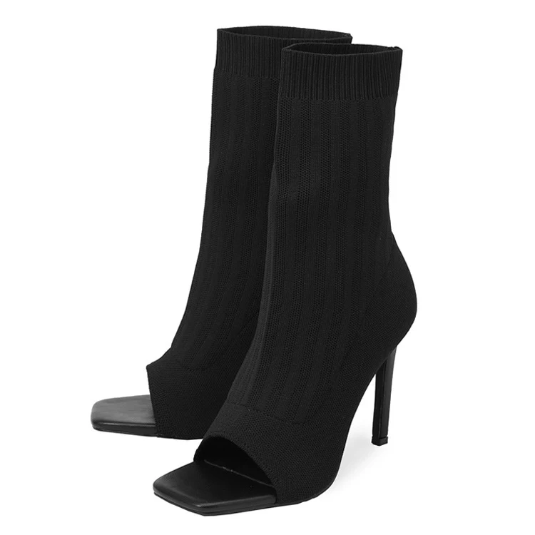 Women's Sleeve High Heel Stretch Knitted Shoes. Experience comfort and style. These shoes provide a perfect fit and elev