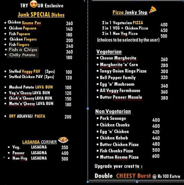 Pizza Pasta Burger Coffee & More menu 