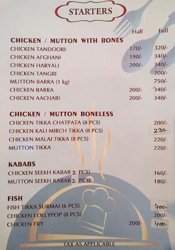 Bhashi's Family Restaurant menu 