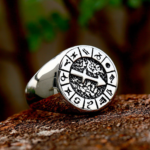 Title 12, New 12 Constellation Titanium Steel Ring, Europ...