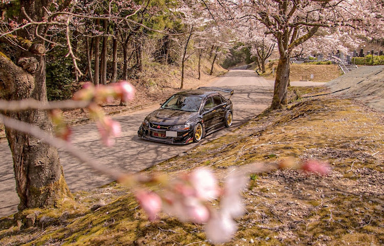 ランサーエボリューションの桜と愛車に関するカスタム事例の投稿画像1枚目