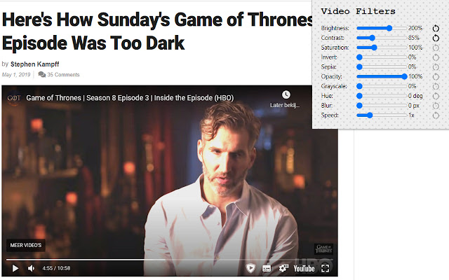Video Filters chrome extension