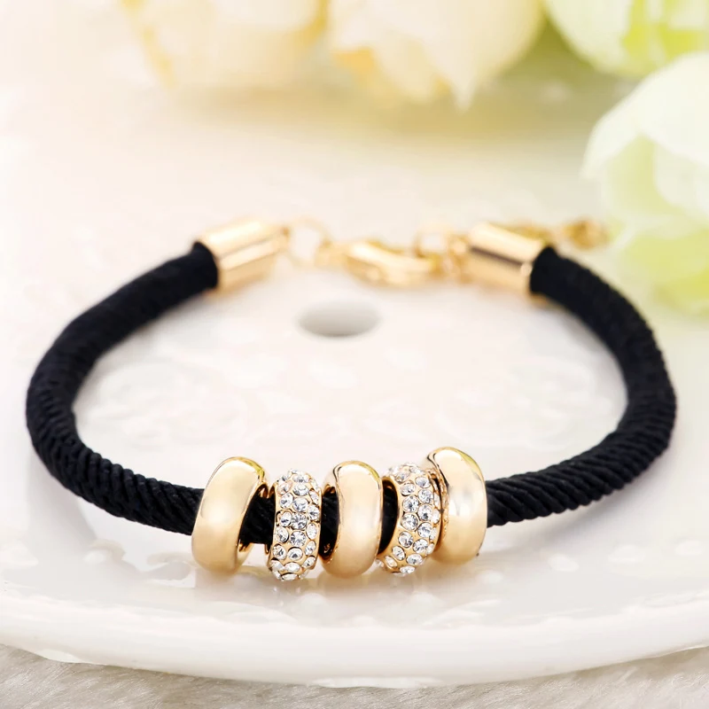 Nieuwe Unisex Zwarte Touw Armband met Trendy Elektroplating — Stijlvol en Duurzaam Sieraad voor Dagelijks Gebruik of als Cadeau.