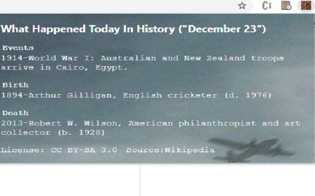 Today In History chrome extension