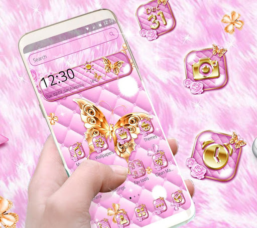 Pink Golden Pearl Butterfly Theme