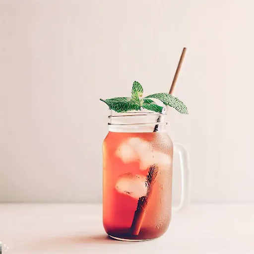 Minty Raspberry Iced Tea [450 Ml, Mason Jar]