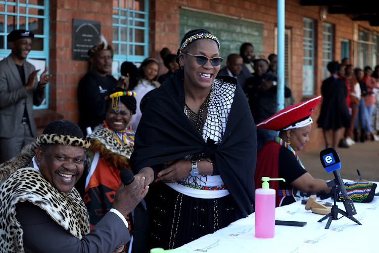 Prince Thulani Zulu and KZN education MEC Mbali Frazer at Nqabakazulu High in KwaMashu.