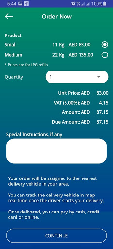 Screenshot AD LPG: Order LPG Gas in Dubai