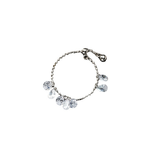 Title 4, Sterling Silver Round Diamond Water Drop Ring F...