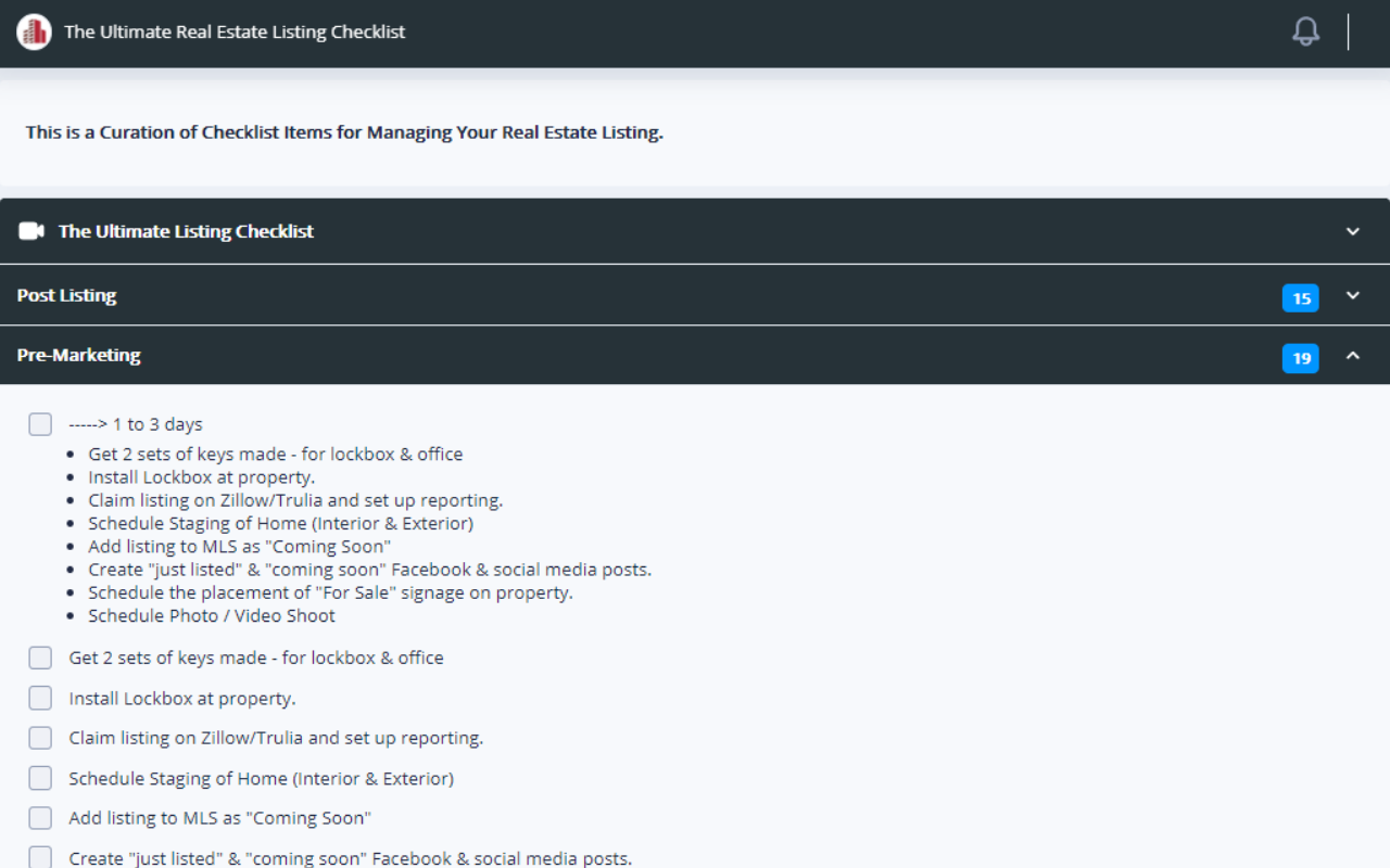 The Ultimate Real Estate Listing Checklist Preview image 1