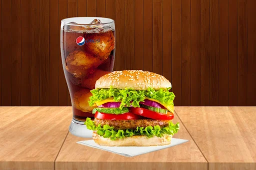 Chicken Premium Burger And Pepsi