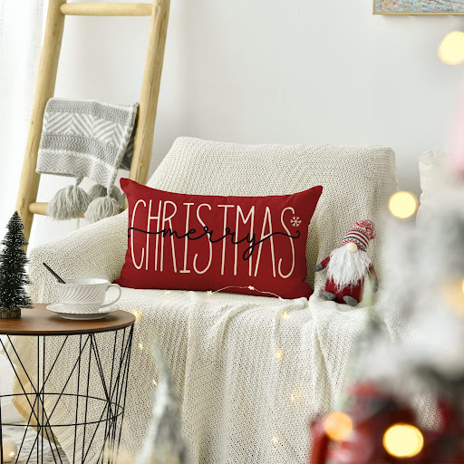 Title 21, Christmas Simple Linen Pillow Cover Home Sofa D...