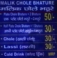 Malik Chole Bhature menu 1