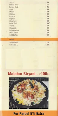 Hotel Malabar menu 2