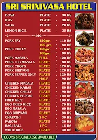 Sri Srinivas Pork Hotel menu 1