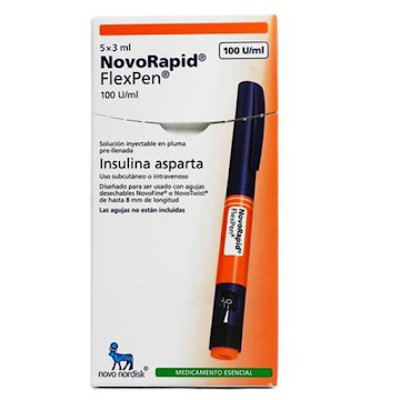 Novorapid Insulina 100UI/ml Novo Nordisk Caja x 5 Cartuchos  