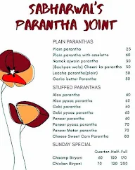 Sabharwal's Paraantha Joint menu 1