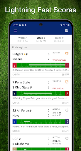 Screenshot Scores App: College Football