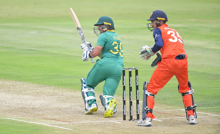 Zubayr Hamza of South Africa bats in the first ODI match against the Netherlands at SuperSport Park in Centurion on Friday. The series was postponed on Saturday.